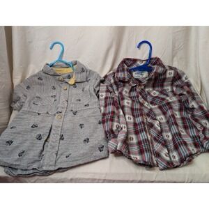 Pair Of Oshkosh 3t Button Up Shirts Long&Short‎ Sleeve Toddler Boy